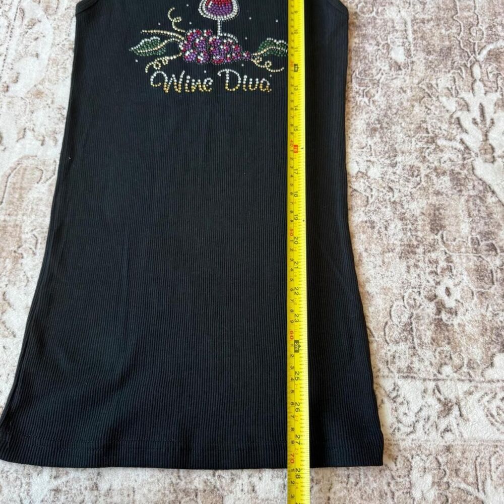 Y2K Wine Diva Rhinestone Ribbed Tank - Picture 7 of 8